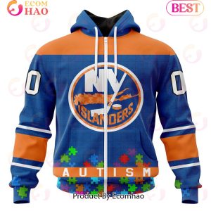NHL New York Islanders Specialized Unisex Kits Hockey Fights Against Autism 3D Hoodie