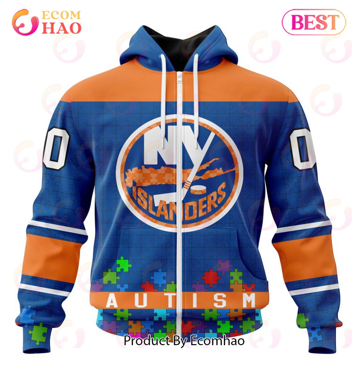 NHL New York Islanders Specialized Unisex Kits Hockey Fights Against Autism 3D Hoodie