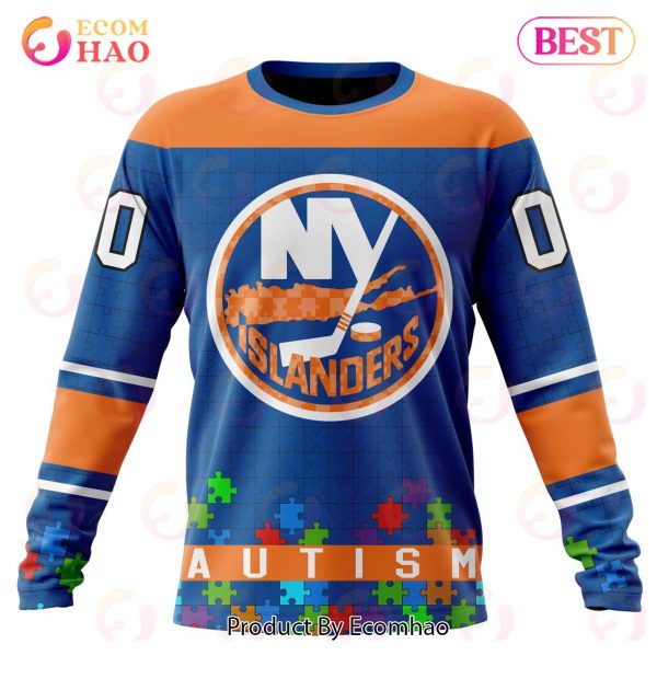 NHL New York Islanders Specialized Unisex Kits Hockey Fights Against Autism 3D Hoodie