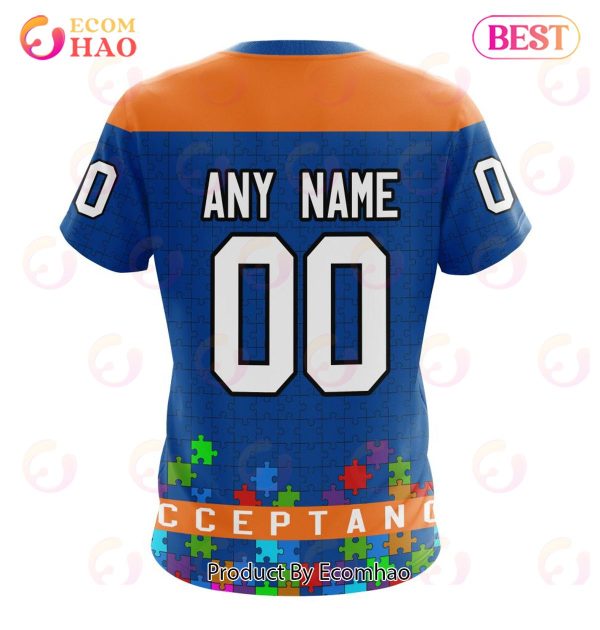 NHL New York Islanders Specialized Unisex Kits Hockey Fights Against Autism 3D Hoodie