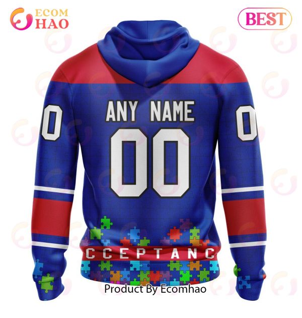 NHL New York Rangers Specialized Unisex Kits Hockey Fights Against Autism 3D Hoodie