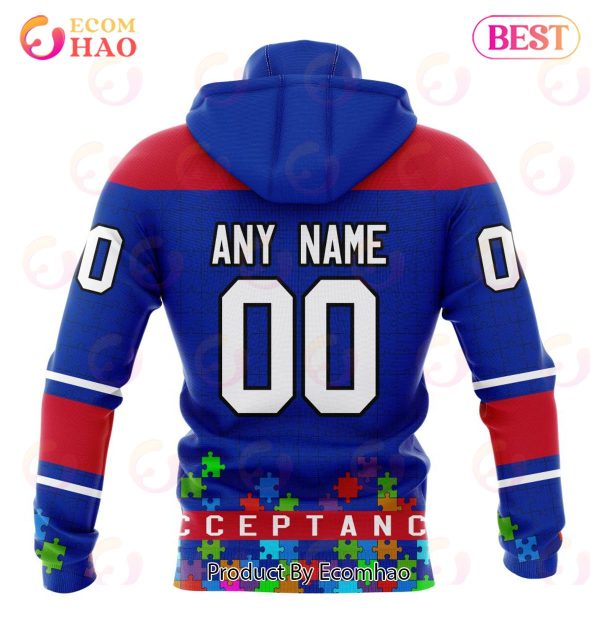 NHL New York Rangers Specialized Unisex Kits Hockey Fights Against Autism 3D Hoodie