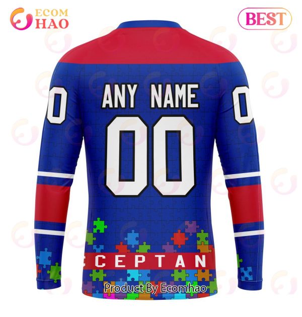 NHL New York Rangers Specialized Unisex Kits Hockey Fights Against Autism 3D Hoodie