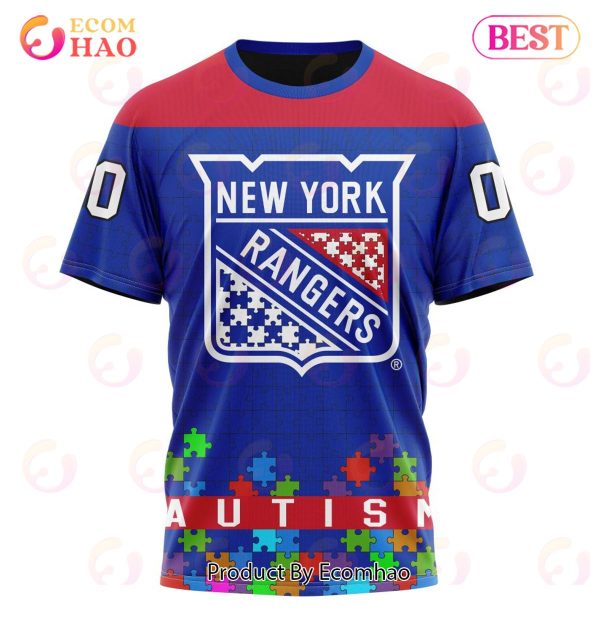 NHL New York Rangers Specialized Unisex Kits Hockey Fights Against Autism 3D Hoodie