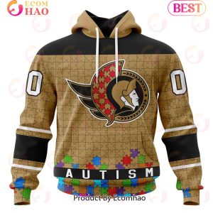 NHL Ottawa Senators Specialized Unisex Kits Hockey Fights Against Autism 3D Hoodie