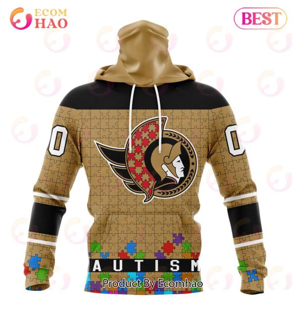 NHL Ottawa Senators Specialized Unisex Kits Hockey Fights Against Autism 3D Hoodie