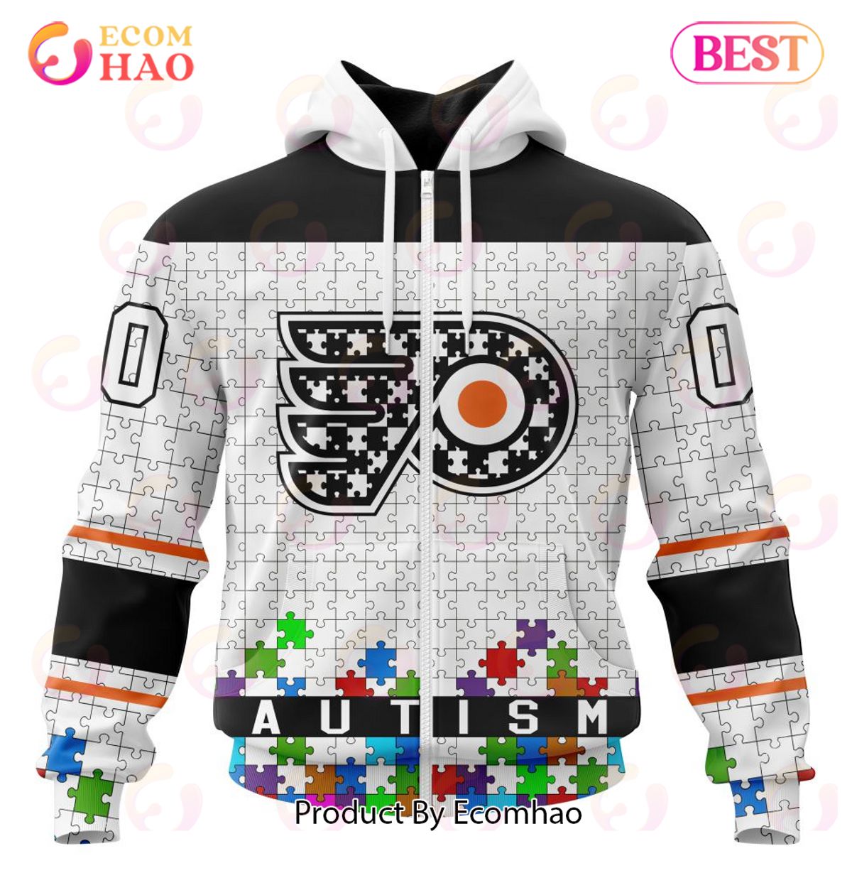 NHL Philadelphia Flyers Specialized Unisex Kits Hockey Fights Against Autism 3D Hoodie