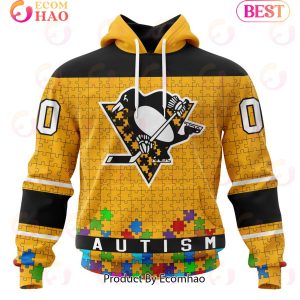 NHL Pittsburgh Penguins Specialized Unisex Kits Hockey Fights Against Autism 3D Hoodie