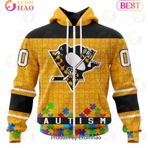 NHL Pittsburgh Penguins Specialized Unisex Kits Hockey Fights Against Autism 3D Hoodie