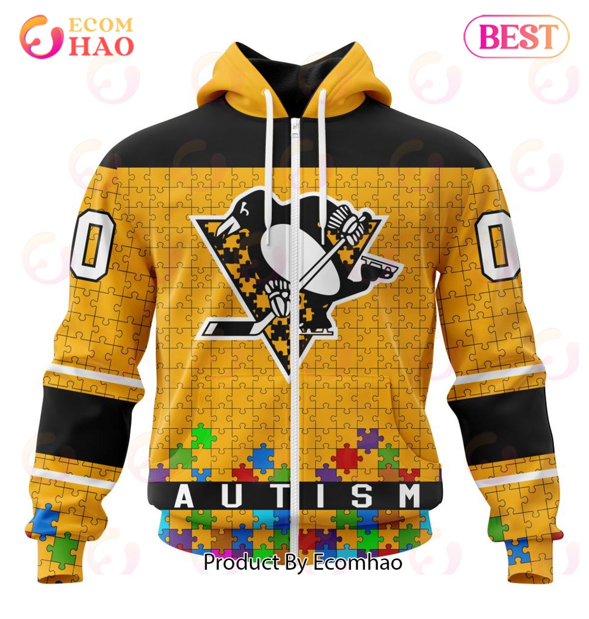 NHL Pittsburgh Penguins Specialized Unisex Kits Hockey Fights Against Autism 3D Hoodie