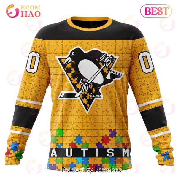 NHL Pittsburgh Penguins Specialized Unisex Kits Hockey Fights Against Autism 3D Hoodie