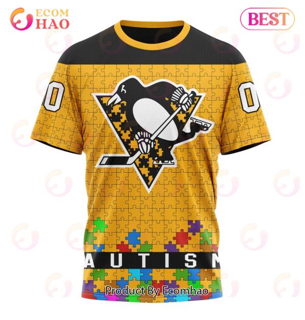 NHL Pittsburgh Penguins Specialized Unisex Kits Hockey Fights Against Autism 3D Hoodie