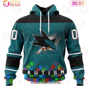 NHL San Jose Sharks Specialized Unisex Kits Hockey Fights Against Autism 3D Hoodie