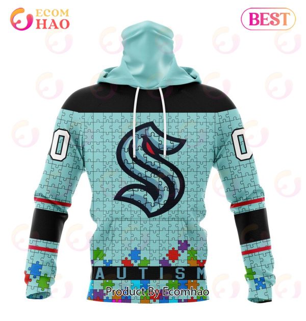 NHL Seattle Kraken Specialized Unisex Kits Hockey Fights Against Autism 3D Hoodie