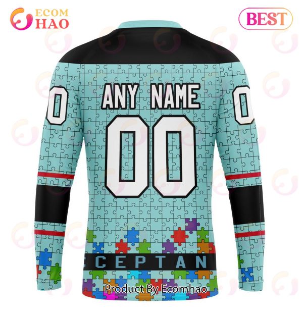 NHL Seattle Kraken Specialized Unisex Kits Hockey Fights Against Autism 3D Hoodie