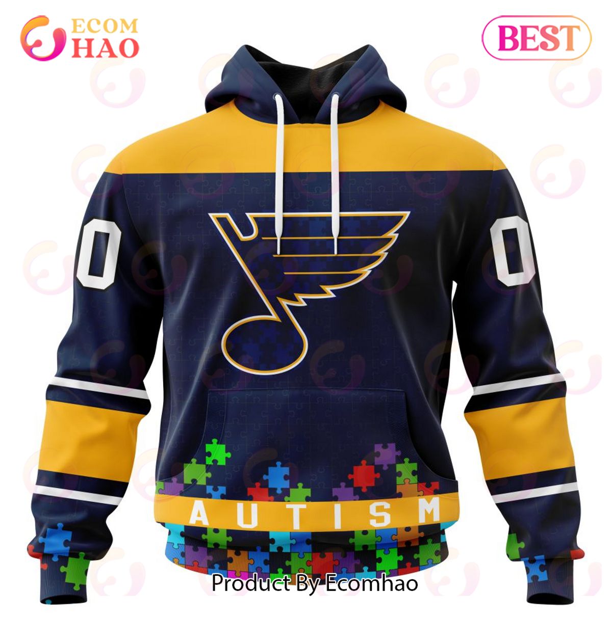NHL St. Louis Blues Specialized Unisex Kits Hockey Fights Against Autism 3D Hoodie