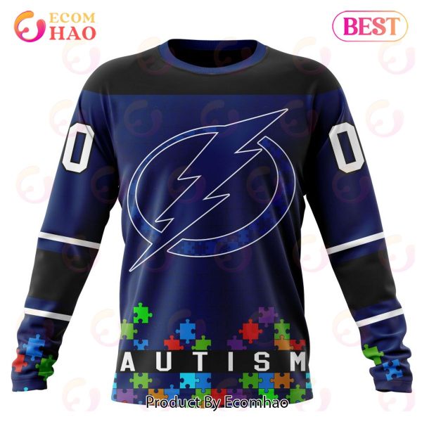 NHL Tampa Bay Lightning Specialized Unisex Kits Hockey Fights Against Autism 3D Hoodie