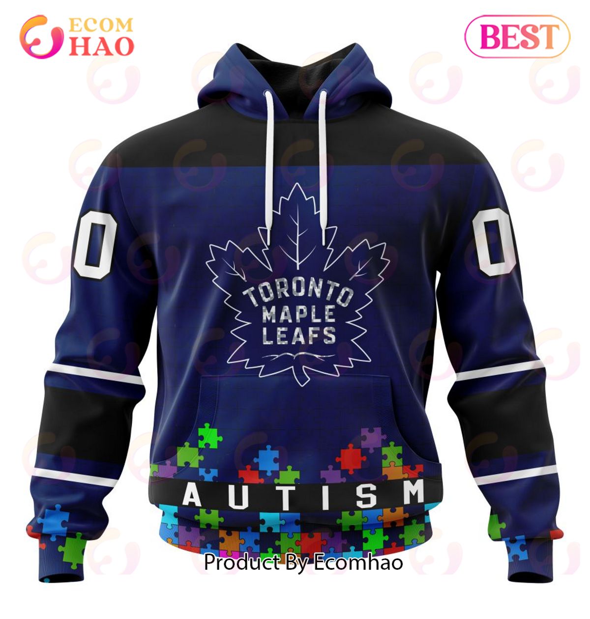 NHL Toronto Maple Leafs Specialized Unisex Kits Hockey Fights Against Autism 3D Hoodie