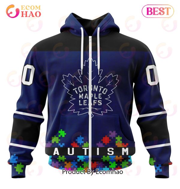 NHL Toronto Maple Leafs Specialized Unisex Kits Hockey Fights Against Autism 3D Hoodie