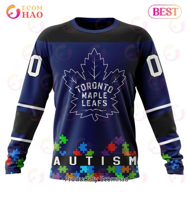 NHL Toronto Maple Leafs Specialized Unisex Kits Hockey Fights Against Autism 3D Hoodie