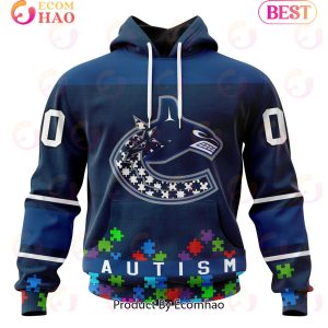 NHL Vancouver Canucks Specialized Unisex Kits Hockey Fights Against Autism 3D Hoodie