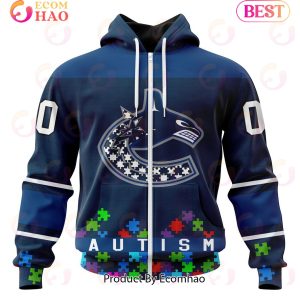 NHL Vancouver Canucks Specialized Unisex Kits Hockey Fights Against Autism 3D Hoodie