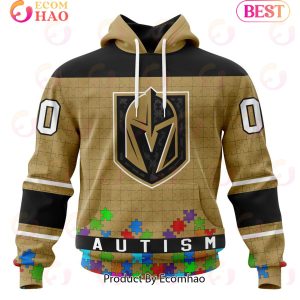 NHL Vegas Golden Knights Specialized Unisex Kits Hockey Fights Against Autism 3D Hoodie