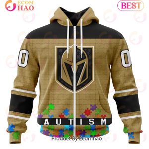 NHL Vegas Golden Knights Specialized Unisex Kits Hockey Fights Against Autism 3D Hoodie