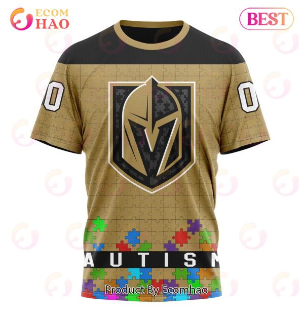 NHL Vegas Golden Knights Specialized Unisex Kits Hockey Fights Against Autism 3D Hoodie