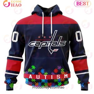 NHL Washington Capitals Specialized Unisex Kits Hockey Fights Against Autism 3D Hoodie