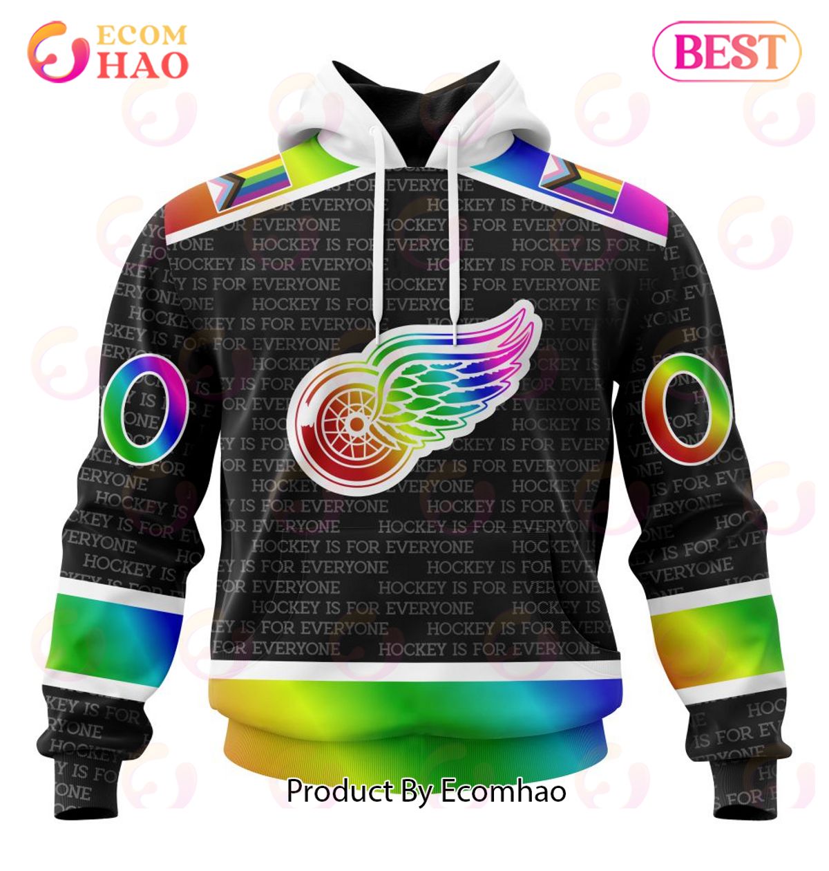 NHL Detroit Red Wings Special Pride Design Hockey Is For Everyone 3D Hoodie
