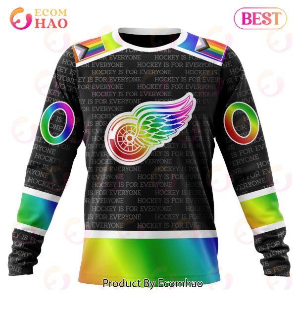 NHL Detroit Red Wings Special Pride Design Hockey Is For Everyone 3D Hoodie