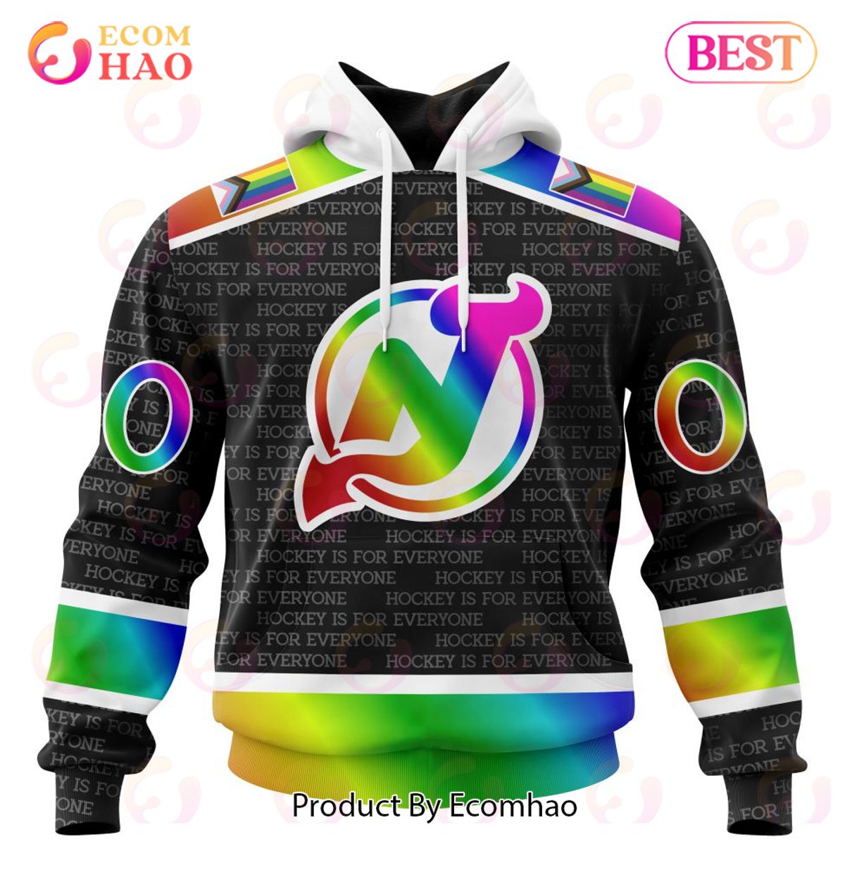 NHL New Jersey Devils Special Pride Design Hockey Is For Everyone 3D Hoodie