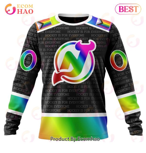 NHL New Jersey Devils Special Pride Design Hockey Is For Everyone 3D Hoodie