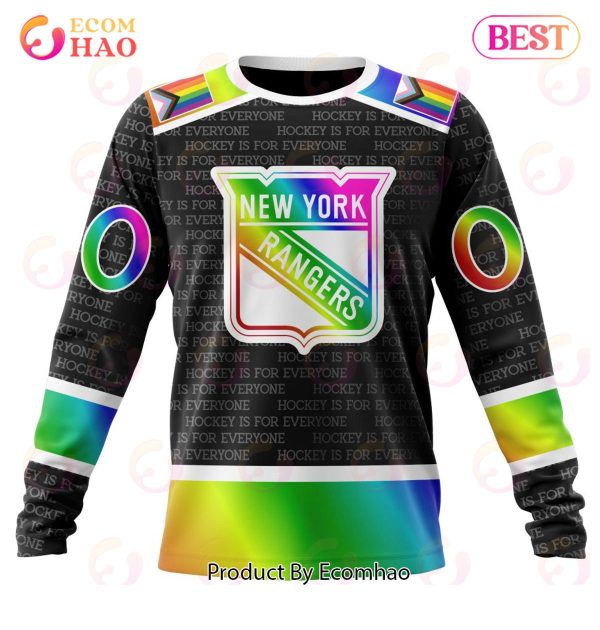 NHL New York Rangers Special Pride Design Hockey Is For Everyone 3D Hoodie