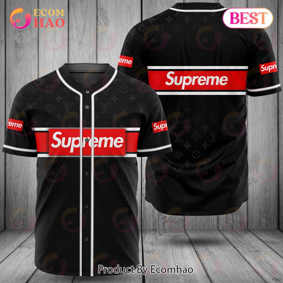 Supreme Black Mix Logo Luxury Brand Jersey Limited Edition