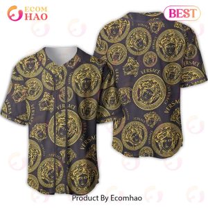 Versace Gold Logo Mix Black Color Luxury Brand Jersey POD Design