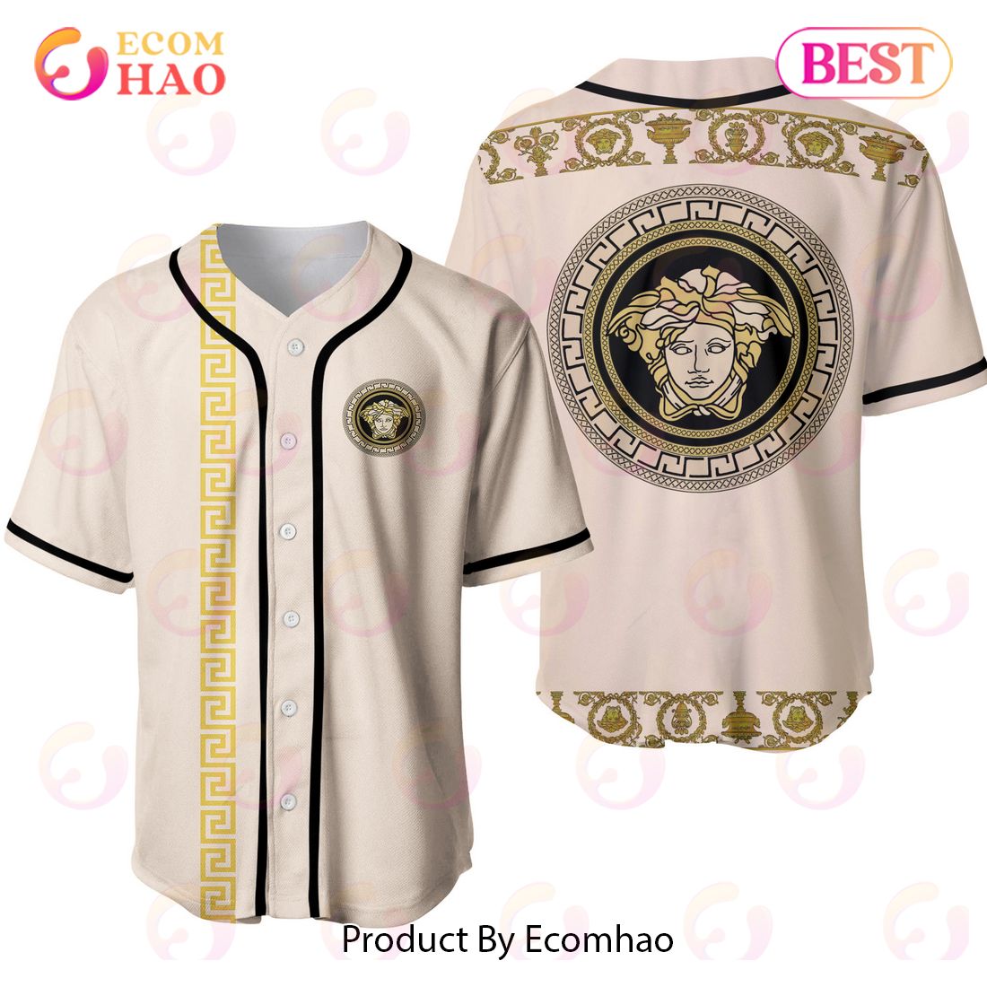 Versace Pink Color Mix Logo Luxury Brand Jersey Limited Edition