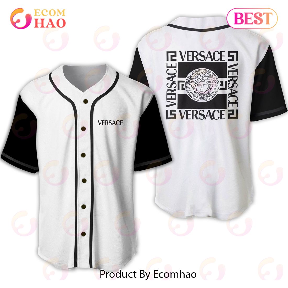 Versace White Mix Black Color Luxury Brand Jersey Limited Edition
