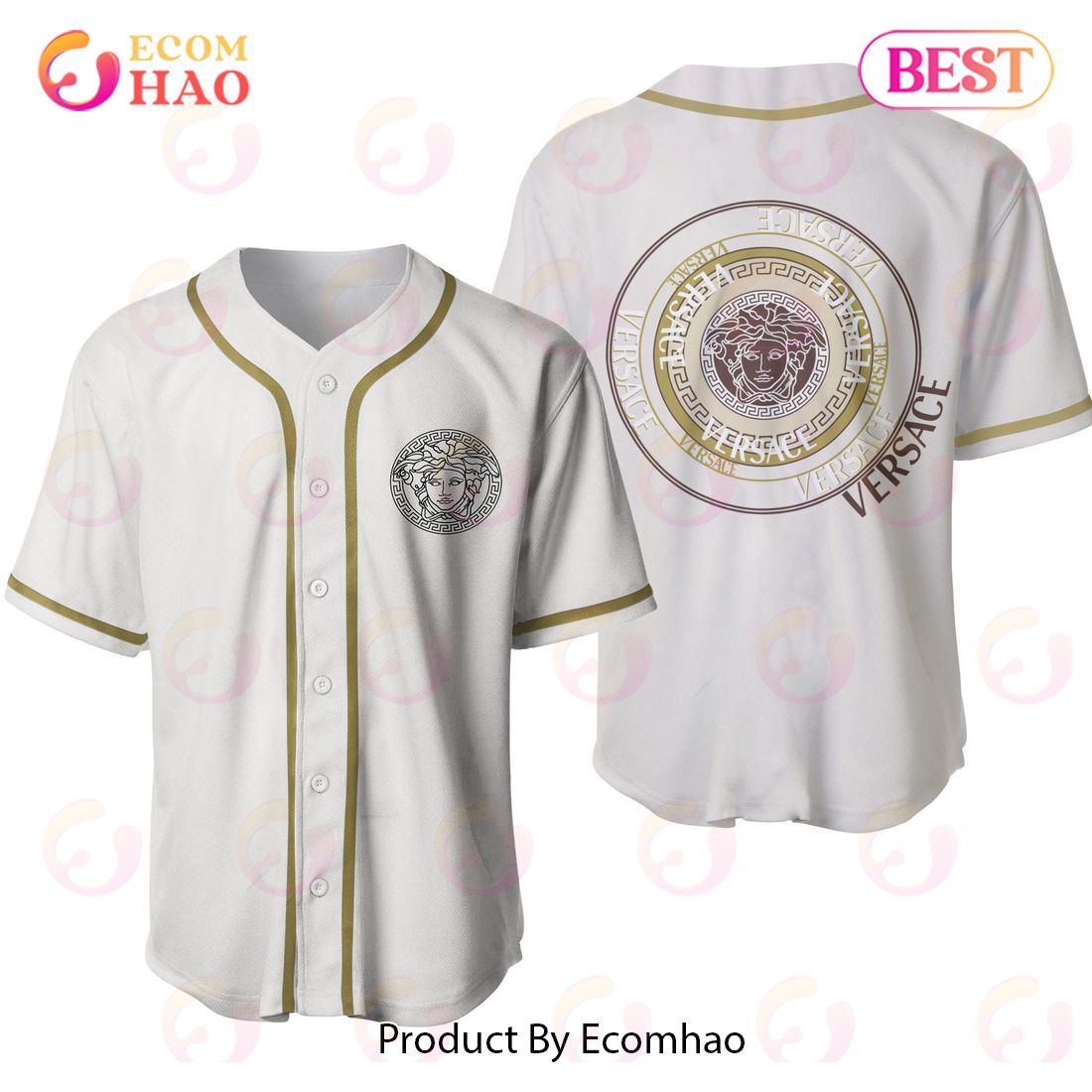 Versace White Mix Logo Luxury Brand Jersey Limited Edition