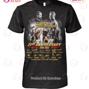 Fast & Furious 21st Anniversary 2001 - 2022 Thank You For The Memories T-Shirt