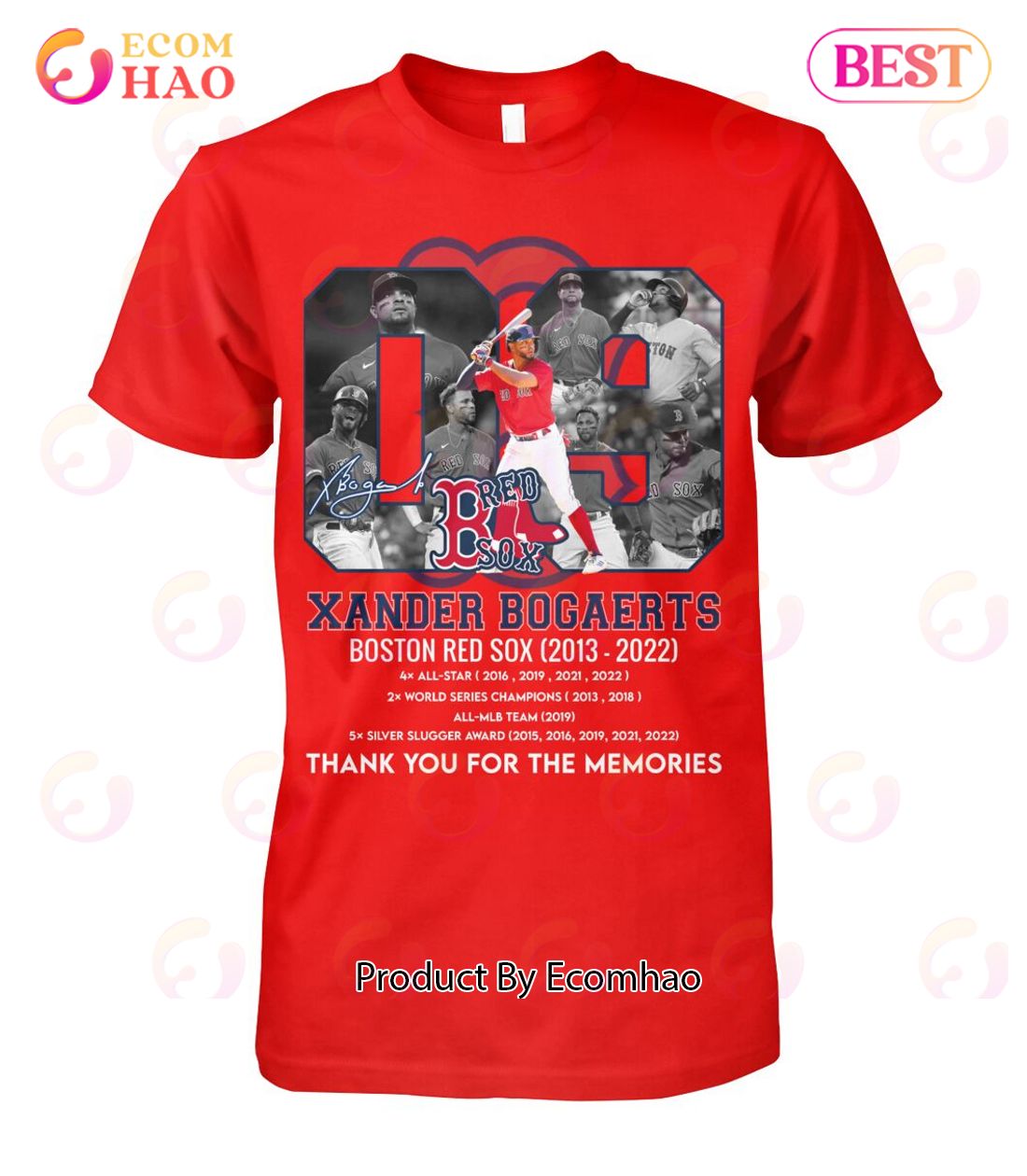 Xander Bogaerts Boston Red Sox 2013 – 2022 Thank You For The Memories T-Shirt