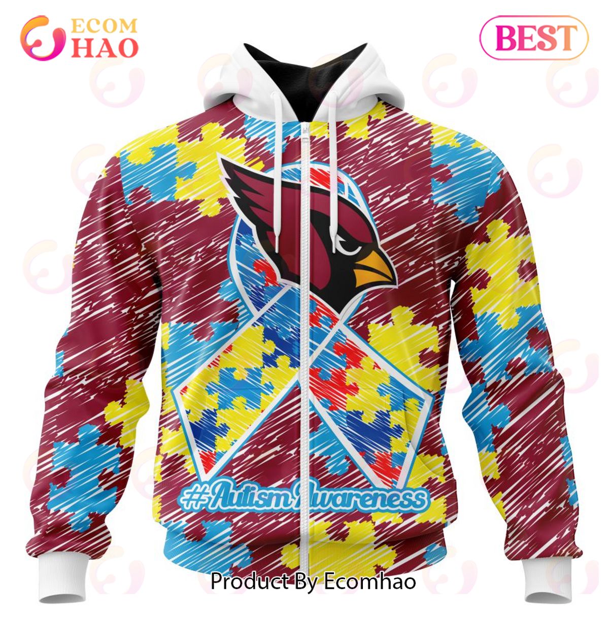 NFL Arizona Cardinals Special Autism Awareness Design 3D Hoodie