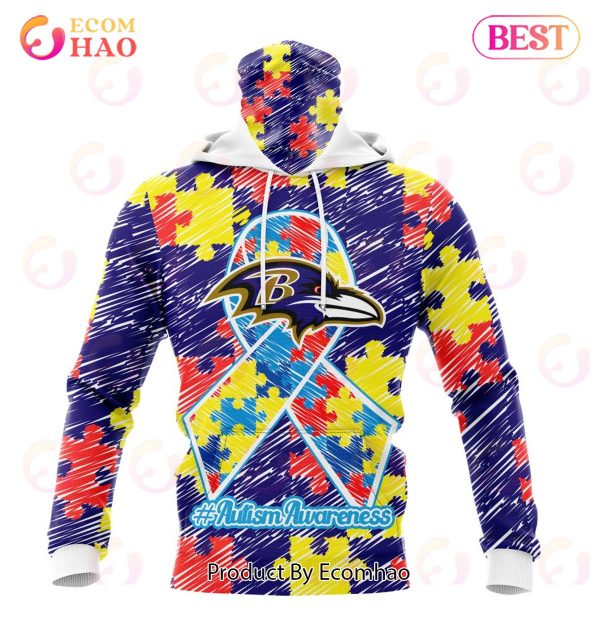 NFL Baltimore Ravens Special Autism Awareness Design 3D Hoodie