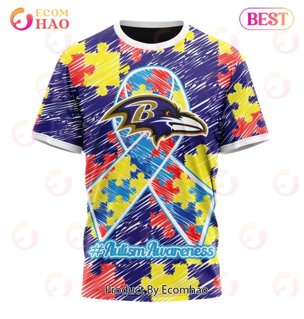 NFL Baltimore Ravens Special Autism Awareness Design 3D Hoodie