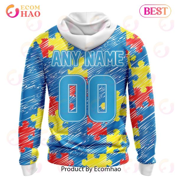 NFL Carolina Panthers Special Autism Awareness Design 3D Hoodie