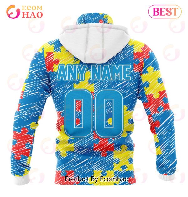 NFL Carolina Panthers Special Autism Awareness Design 3D Hoodie