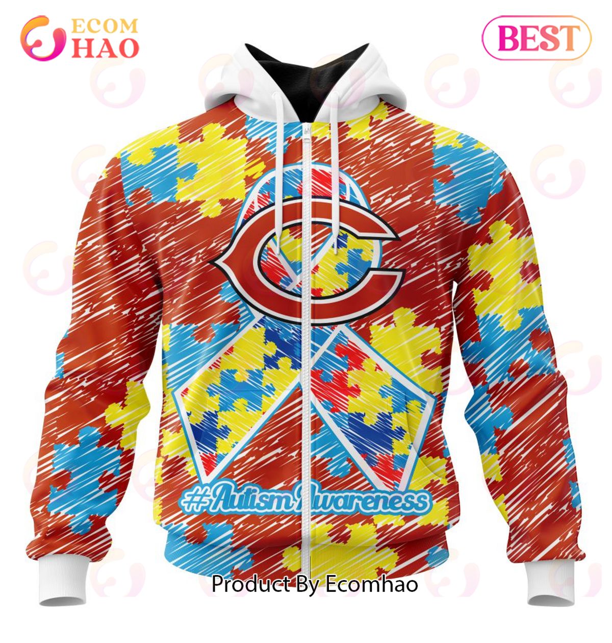 NFL Chicago Bears Special Autism Awareness Design 3D Hoodie