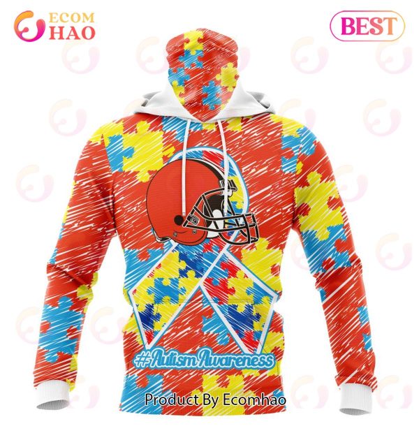 NFL Cleveland Browns Special Autism Awareness Design 3D Hoodie