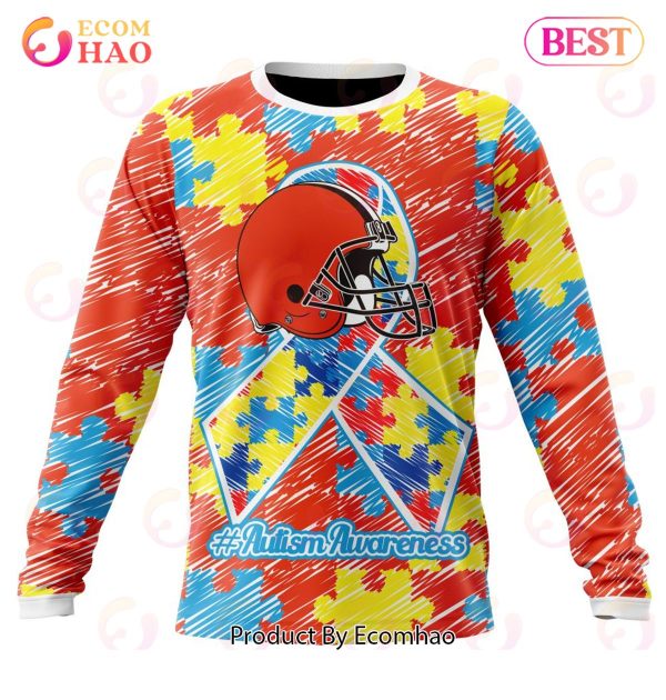 NFL Cleveland Browns Special Autism Awareness Design 3D Hoodie